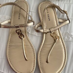 Cole Haan Leather Metallic Gold Sandals